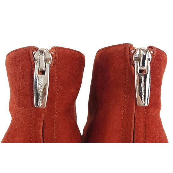 Gianvito Rossi Vamp Suede Ankle Boot Size 37.5 US 7.5 Burgundy Red Heels $895 - Picture 5 of 10
